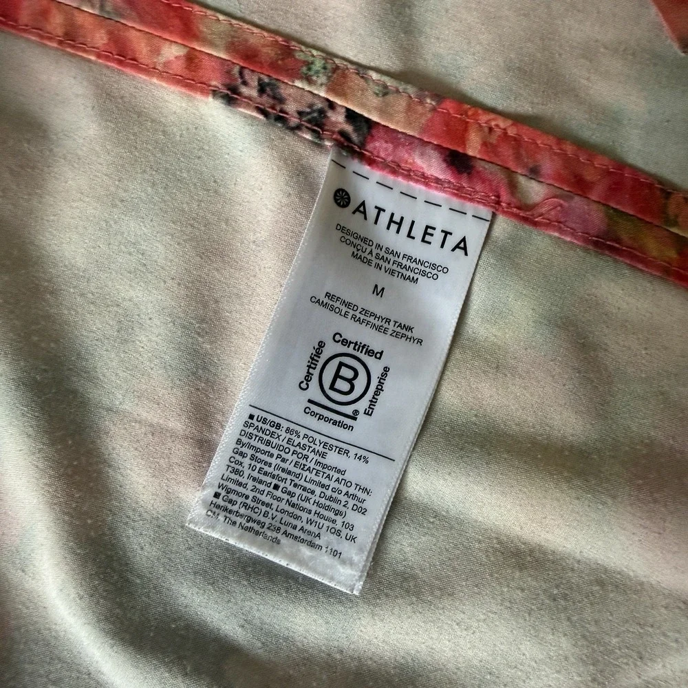 Athleta Refined Zephyr Tank Floral Print Sleeveless Workout Top Sz M Motion Blur - Picture 7 of 12